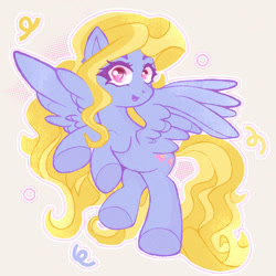 Size: 1080x1080 | Tagged: safe, artist:sunskyart, lily blossom, pegasus, pony, g4, female, heart, heart eyes, looking at you, mare, open mouth, simple background, smiling, smiling at you, solo, wingding eyes