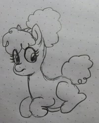 Size: 1650x2048 | Tagged: safe, artist:pony quarantine, oc, oc only, earth pony, pony, doodle, female, grayscale, lying down, mare, monochrome, pen drawing, prone, solo, traditional art