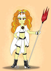 Size: 728x1024 | Tagged: safe, artist:fallenangel5414, adagio dazzle, fanfic:friendship souls, equestria girls, g4, bleach (manga), clothes, crossover, disguise, disguised siren, fanfic art, high heels, shoes, simple background, skirt, solo, trident, white background