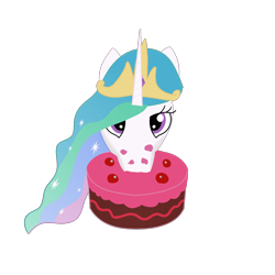 Size: 2048x2048 | Tagged: safe, princess celestia, alicorn, pony, cake, eating, food, simple background, solo, transparent background