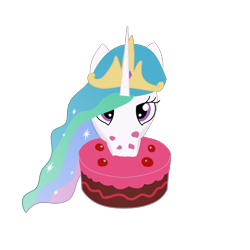 Size: 2048x2048 | Tagged: safe, artist:trixiecutiepox, princess celestia, alicorn, pony, g4, cake, cakelestia, eating, food, simple background, snoot, solo, transparent background