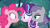 Size: 600x338 | Tagged: safe, screencap, maud pie, pinkie pie, starlight glimmer, earth pony, pony, unicorn, g4, rock solid friendship, season 7, animated, bell, boop, cowbell, forest, horn, maud pie is not amused, nature, tree, trio, unamused, walking