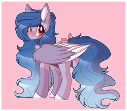 Size: 2070x1794 | Tagged: safe, artist:krypticquartz, oc, oc only, pegasus, pony, bow, colored wings, female, mare, solo, tail, tail bow, two toned wings, wings