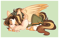 Size: 1800x1173 | Tagged: safe, artist:krypticquartz, oc, oc only, pegasus, pony, clothes, female, lying down, mare, prone, simple background, sleeping, solo