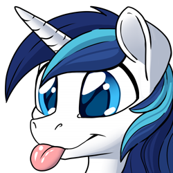 Size: 500x500 | Tagged: source needed, safe, artist:pusspuss, edit, shining armor, pony, unicorn, g4, :p, blue mane, cute, horn, male, shining adorable, simple background, solo, stallion, tongue out, white background, white fur