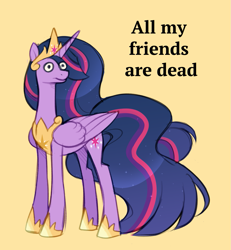 Size: 1107x1200 | Tagged: safe, artist:scarlet-spectrum, twilight sparkle, alicorn, pony, g4, all my friends are dead, crown, female, hoof shoes, immortality blues, jewelry, mare, older, older twilight, older twilight sparkle (alicorn), peytral, princess twilight 2.0, regalia, solo, thousand yard stare, twilight sparkle (alicorn)