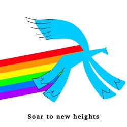 Size: 640x640 | Tagged: safe, artist:piccolocomprehensive, rainbow dash, pegasus, pony, g4, dot eyes, female, flying, no mane, no tail, rainbow trail, simple background, small head, solo, spread wings, stylistic suck, thanks i hate it, thick legs, tiny head, ugly corporate art style, white background, wings