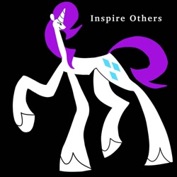 Size: 640x640 | Tagged: safe, artist:piccolocomprehensive, rarity, pony, unicorn, g4, black background, dot eyes, female, horn, long legs, raised hoof, simple background, small head, smiling, solo, stylistic suck, thanks i hate it, thick legs, ugly corporate art style