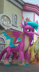 Size: 879x1610 | Tagged: safe, screencap, blaize skysong, luxxe, dragon, g5, my little pony: make your mark, my little pony: make your mark chapter 6, roots of all evil, cropped, dragoness, female, maretime bay, solo focus