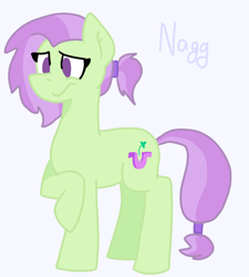 Size: 2464x2739 | Tagged: safe, artist:naggfruit, oc, oc only, oc:lavender charm, pony, female, no pupils, offspring, parent:marble pie, parent:trouble shoes, parents:marbleshoes, ponytail, simple background, solo, two toned mane, white background