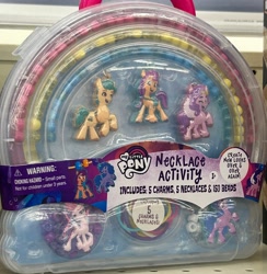 Size: 3024x3098 | Tagged: safe, hitch trailblazer, izzy moonbow, pipp petals, sunny starscout, zipp storm, earth pony, pegasus, pony, unicorn, g5, beads, craft, horn, irl, jewelry, mane five, necklace, photo, photography