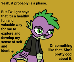 Size: 2048x1719 | Tagged: safe, artist:ewoudcponies, spike, dragon, goth, it's a phase, male, simple background, solo, yellow background