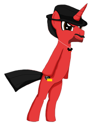 Size: 2592x3472 | Tagged: safe, artist:abarekiller2002, oc, oc only, oc:mickey motion, unicorn, g4, bipedal, hat, horn, male, michael jackson, simple background, smooth criminal, solo, transparent background