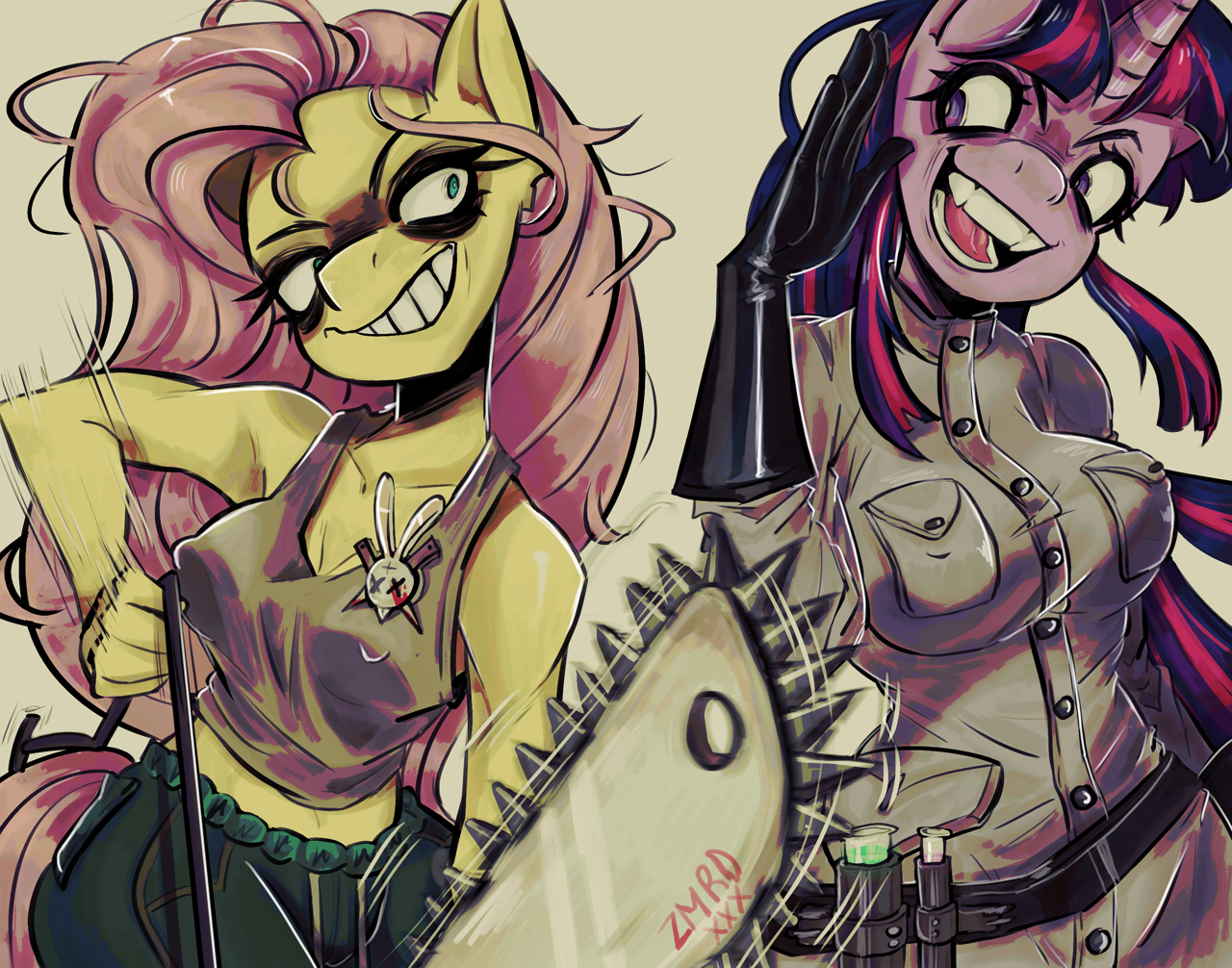 Fluttershed #3357320 - safe, artist:zxmxrxd, fluttershy, twilight sparkle, pegasus ...