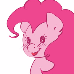 Size: 5000x5000 | Tagged: safe, artist:lavenderscent, pinkie pie, earth pony, pony, g4, blush lines, blushing, bust, dot eyes, explicit source, female, mare, portrait, simple background, smiling, solo, tongue out, white background