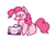 Size: 442x314 | Tagged: safe, artist:b4rkzal0t, pinkie pie, earth pony, pony, g4, cheek fluff, chest fluff, female, mare, polyamory pride flag, pride, pride flag, simple background, sitting, solo, white background