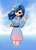 Size: 2508x3528 | Tagged: safe, artist:howxu, misty brightdawn, human, g5, alternate hairstyle, belt, clothes, cloud, commission, cute, dress, humanized, light skin, partially submerged, rainbow, standing in water, sweet dreams fuel, water, wave