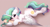 Size: 7000x3800 | Tagged: safe, artist:natanvok, princess celestia, alicorn, pony, g4, absurd resolution, blushing, butt, cute, cutelestia, dimples of venus, dock, ear fluff, eyebrows, eyebrows visible through hair, female, frog (hoof), horn, looking at you, lying down, mare, one eye closed, pillow, plot, prone, solo, sploot, sunbutt, tail, underhoof, wings