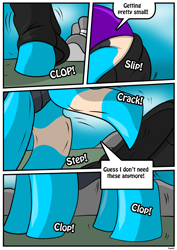 Size: 1614x2283 | Tagged: safe, artist:rex-equinox, oc, oc only, changedling, changeling, human, comic, hooves, human to changeling, male, solo, speech bubble, transformation