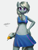 Size: 2400x3200 | Tagged: safe, artist:darkdoomer, silver spoon, anthro, g4, apron, bra, braid, breasts, clothes, digital art, laser pistol, looking at you, older, reasonably sized breasts, small breasts, underwear