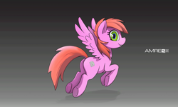Size: 4000x2400 | Tagged: safe, artist:darkdoomer, oc, oc only, oc:amre, pegasus, pony, 4chan, bootleg, butt, female, flying, gradient background, mare, plot, solo, spread wings, tail, underhoof, wings