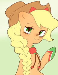 Size: 2250x2883 | Tagged: safe, artist:ling376384, applejack, earth pony, pony, g4, bust, female, gradient background, mare, portrait, solo