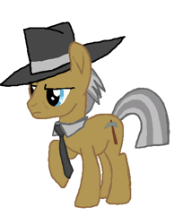 Size: 374x483 | Tagged: safe, artist:qjosh, igneous rock pie, earth pony, g4, hat, male, necktie, simple background, solo, white background