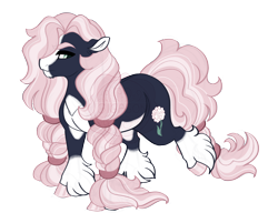Size: 3600x2900 | Tagged: safe, artist:gigason, oc, oc only, oc:cotton candytuft, earth pony, pony, annoyed, blaze (coat marking), braid, braided ponytail, braided tail, chin fluff, coat markings, colored hooves, colored pinnae, ears back, facial markings, feminine stallion, green eyes, hoof polish, long mane male, male, obtrusive watermark, offspring, pale belly, parent:oc:voltage, parent:roseluck, parents:canon x oc, ponytail, raised hoof, shiny hooves, simple background, socks (coat markings), solo, stallion, tail, transparent background, watermark