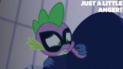 Size: 2000x1125 | Tagged: safe, edit, edited screencap, editor:quoterific, screencap, humdrum, spike, g4, power ponies (episode), solo