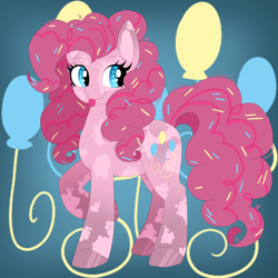 Size: 2000x2000 | Tagged: safe, artist:c0depink, pinkie pie, earth pony, g4, cutie mark, cutie mark background, female, gradient background, redesign, solo, tongue out