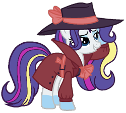 Size: 699x629 | Tagged: safe, artist:noi kincade, rarity, unicorn, clothes, detective, detective rarity, fedora, hat, horn, rainbow power, simple background, solo, transparent background, trenchcoat
