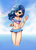 Size: 2508x3528 | Tagged: safe, artist:howxu, misty brightdawn, human, g5, adorasexy, alternate hairstyle, belly, belly button, bikini, clothes, commission, concave belly, cute, humanized, light skin, mistybetes, partially submerged, sexy, slender, standing in water, sweet dreams fuel, swimsuit, thin, water