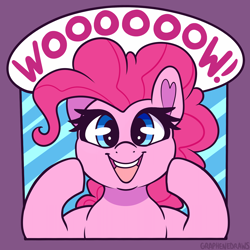 Size: 1600x1600 | Tagged: safe, artist:graphene, pinkie pie, cute, dialogue, solo