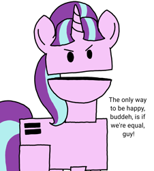 Size: 3023x3351 | Tagged: safe, artist:professorventurer, starlight glimmer, pony, unicorn, g4, canadian, dialogue, eh, female, horn, mare, s5 starlight, simple background, solo, south park, stalin glimmer, white background
