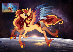 Size: 3508x2480 | Tagged: safe, artist:asougi, oc, oc only, pegasus, pony, adoptable, concave belly, full body, pegasus oc, slender, solo, space, space background, thin
