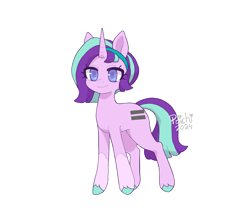 Size: 1804x1579 | Tagged: safe, artist:paichitaron, starlight glimmer, pony, unicorn, g4, alternate design, clothes, colored pupils, equal cutie mark, female, horn, mare, s5 starlight, signature, simple background, smiling, socks, solo, transparent background, unshorn fetlocks