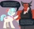 Size: 1090x940 | Tagged: safe, artist:startrixfan, coco pommel, lord tirek, centaur, earth pony, pony, taur, g4, angry, beard, bracer, context in description, dialogue, duo, facial hair, female, hand on hip, horns, male, mare, meme, nose piercing, nose ring, piercing, simple background, speech bubble