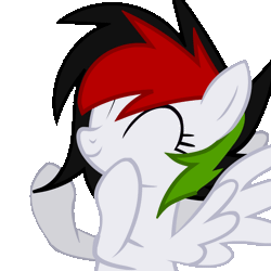 Size: 770x770 | Tagged: safe, artist:kruvvv, oc, oc only, oc:kruv, pegasus, pony, animated, clapping, clapping ponies, eyes closed, gif, multicolored hair, multicolored mane, short mane, simple background, smiling, solo, spread wings, transparent background, wings