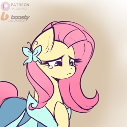 Size: 4000x4000 | Tagged: safe, artist:xjenn9, fluttershy, pony, clothes, crying, dress, sketch, solo, teary eyes