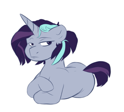 Size: 887x804 | Tagged: safe, artist:jaw2002, unicorn, 2017, frown, horn, lidded eyes, magical lesbian spawn, offspring, parent:maud pie, parent:starlight glimmer, parents:starmaud, simple background, solo, white background