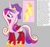 Size: 640x600 | Tagged: safe, artist:fizzled_kitty, edit, princess cadance, alicorn, pony, g4, alternate color palette, alternate cutie mark, chains, coat markings, crown, cutie mark, female, gauntlet, gold chains, google translate, gray background, hat, implied flurry heart, implied shining armor, jewelry, multicolored eyes, recolor, red wings, reference sheet, regalia, simple background, solo, wings
