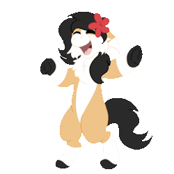 Size: 2000x2000 | Tagged: safe, artist:euspuche, oc, oc only, oc:liliya krasnyy, earth pony, bipedal, chest fluff, dancing, eyes closed, female, flower, flower in hair, no one's around to help, open mouth, smiling, solo