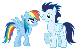 Size: 3399x2239 | Tagged: artist needed, safe, rainbow dash, soarin', pegasus, pony, duo, duo male and female, female, male, mare, ship:soarindash, shipping, simple background, stallion, straight, transparent background