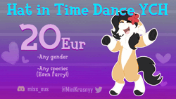 Size: 1920x1080 | Tagged: safe, artist:euspuche, animated, commission, dancing, gradient background, hat in time, no one's around to help, solo, text, ych animation, ych example, your character here