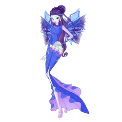 Size: 2780x2780 | Tagged: safe, artist:machakar52, rarity, fairy, human, equestria girls, g4, alternate hairstyle, clothes, colored wings, crossover, cutie mark on human, ear piercing, earring, fairy wings, fairyized, flower, hand on hip, high heels, jewelry, looking at you, multicolored wings, necklace, onyrix, piercing, purple wings, shoes, simple background, smiling, smiling at you, sparkly wings, transparent background, wings, winx, winx club, winxified, world of winx