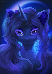 Size: 900x1288 | Tagged: safe, artist:margony, princess luna, alicorn, pony, bust, ear fluff, female, looking at you, mare, portrait, solo