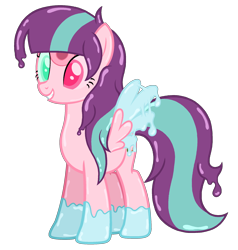 Size: 1920x2016 | Tagged: safe, artist:motownwarrior01, oc, oc only, oc:rosy gloss, goo, goo pony, monster pony, original species, base used, female, glossy, happy, mare, paint, simple background, slime, smiling, solo, teeth, transparent background, wings