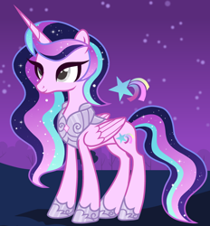 Size: 1280x1378 | Tagged: safe, artist:vi45, oc, oc only, alicorn, pony, alicorn oc, concave belly, female, horn, mare, night, slender, solo, thin, wings