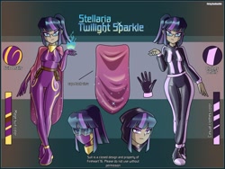 Size: 2500x1875 | Tagged: safe, artist:devillustart, oc, oc:twilight sparkle(prisoners of the moon), human, equestria girls, g4, clothes, fireheart76's latex suit design, gloves, humanized, latex, latex boots, latex gloves, latex suit, prisoners of the moon, reference sheet, rubber, rubber suit