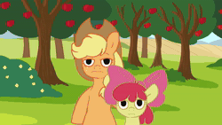 Size: 1920x1080 | Tagged: safe, artist:tjpones, apple bloom, applejack, big macintosh, granny smith, earth pony, pony, animated, apple, apple family, apple sisters, apple tree, but why, dialogue, female, filly, foal, male, mare, outhouse, siblings, sisters, sound, stallion, sweet apple acres, talking to viewer, toilet, tree, voice acting, webm
